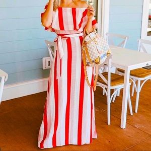 Brand New Lady in Red Maxi Dress